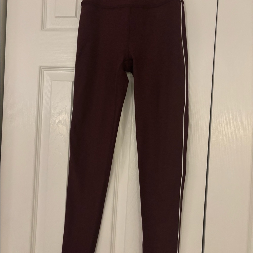Beyond Yoga Deep Burgundy Leggings with White Accent